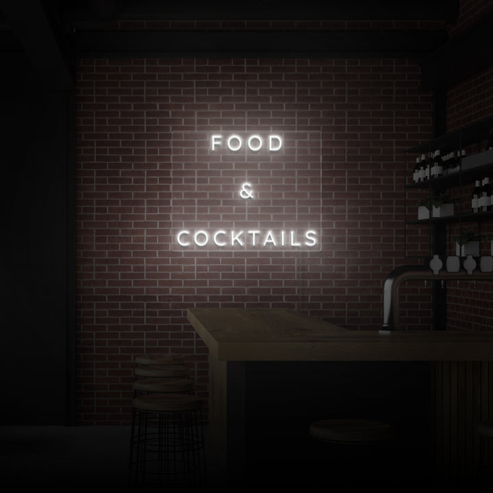 "FOOD & COCKTAILS" NEON SKILT